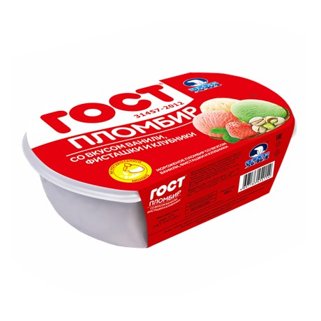 Пломбир ГОСТ ванили,фисташки,клубники,450гр.