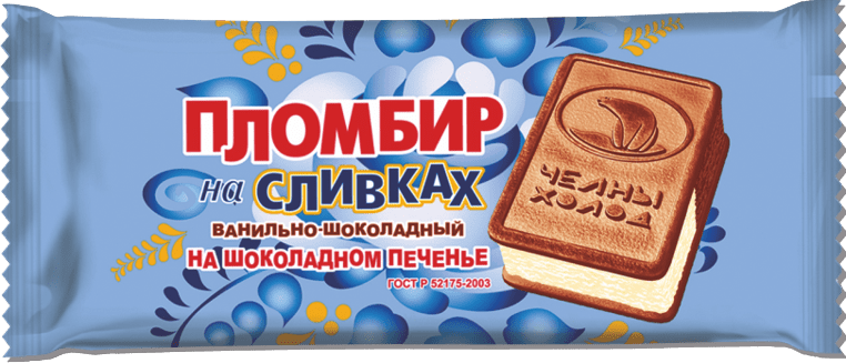 Пломбир на сливках ванильно-шоколадный в шок.печенье 100г